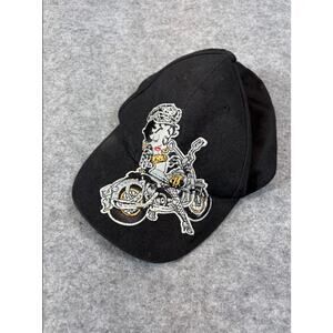 Vintage Y2K 2002 Betty Boop Hat Hook & Loop Rhinestone Chic Motorcycle Biker